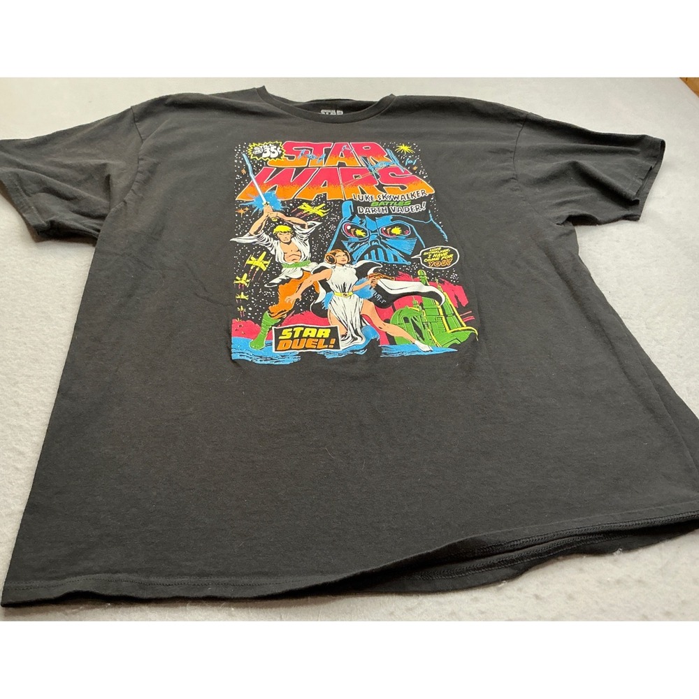 Mad Engine Star Wars T-Shirt Star Duel Comic Graphic Black 2XL Mens Retro Tee
